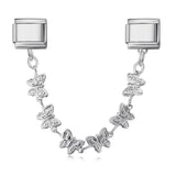 New Gold and Silver Bottom Double Hanging Pendant Italian Module Bracelet Stainless Steel Hook DIY Elastic Strap Chain