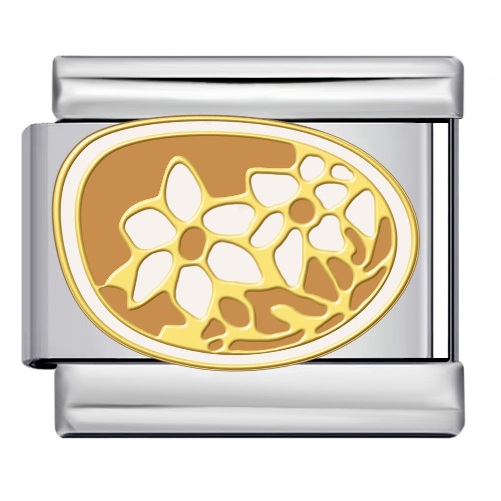 New Middle Ancient Style Series Italian Module Bracelet Titanium Steel Gold Plated Drip Oil Welding DIY Elastic Strap Chain