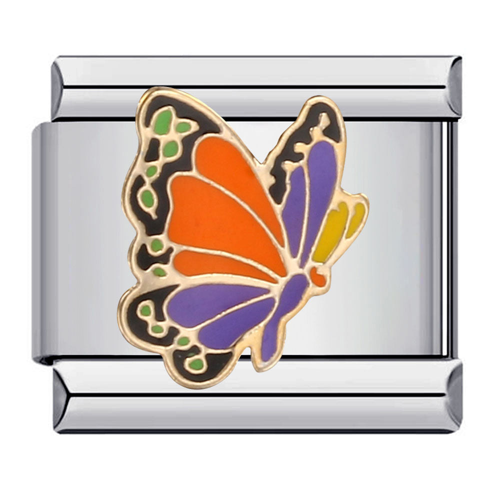 Colorful Butterfly Italian Module Bracelet Titanium Steel Welding Pattern Drip Oil DIY Bracelet Italian Charm