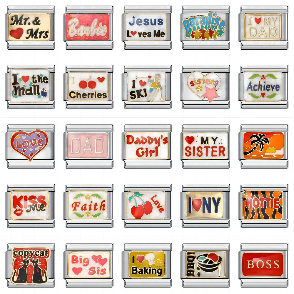 New Stainless Steel Welding Drip Oil Cartoon DIY Italian Module Bracelet Italian Module