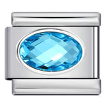 Elliptical Colored Stone Italian Module Bracelet Birthday Stone Stainless Steel DIY Simple and Versatile Bracelet Accessories