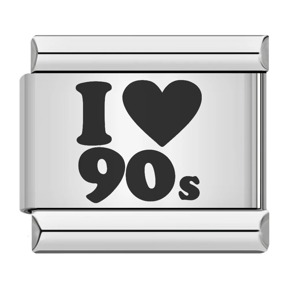 Cross Border Hot Selling Laser Engraving Heart-shaped Series Titanium Steel Handmade DIY Italian Module Bracelet Wholesale