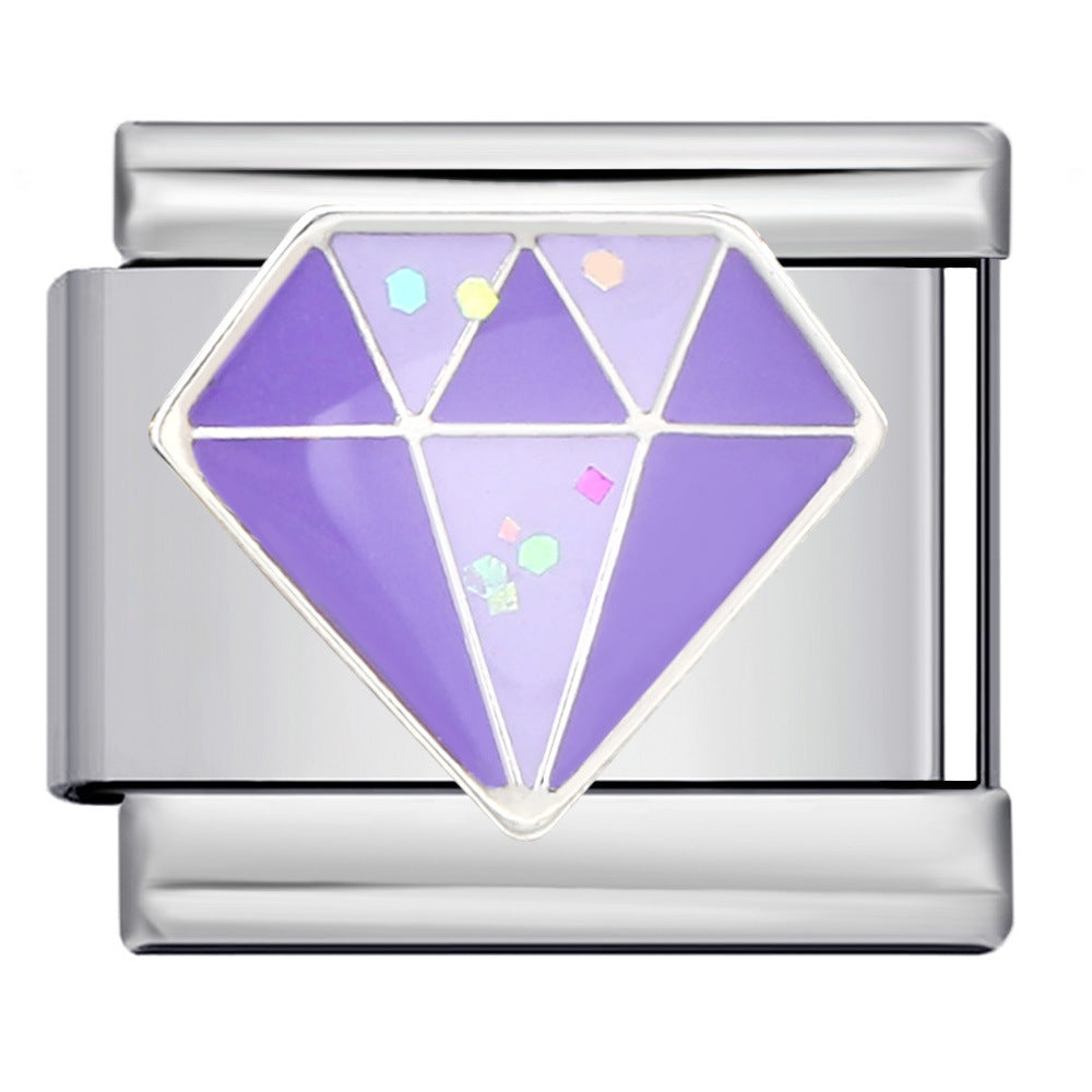 New Stainless Steel Welded Drip Oil Mysterious Purple DIY Italian Modular Bracelet Italian Charm