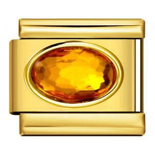 Italian Style Gold Plated Oval Birthstone Bracelet Stainless Steel DIY Customizable Fashion Jewelry Wristband