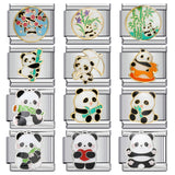 Cute Panda Chinese Style Series Bracelet Stainless Steel Gold Plated Welding DIY Italian Module Bracelet Strap Chain