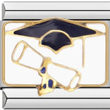 Student Graduation Pattern Italian Module Bracelet DIY Titanium Steel Welded Oil-Drip Elastic Splice Watch Strap Chain