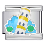 Architectural Logo Italian Module Bracelet DIY Welding Drip Oil Bracelet Elastic Splicing Stainless Steel Strap Chain