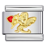 Photo Style Italian Module Bracelet with Angel Pattern Titanium Steel Welding, Gold Plating, Oil Dripping DIY Splicing Bracelet