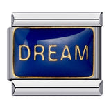 Blue Titanium Steel Welded Pattern Italian Modular Bracelet, Gold-Plated Drip Enamel Free Combination Link Bracelet