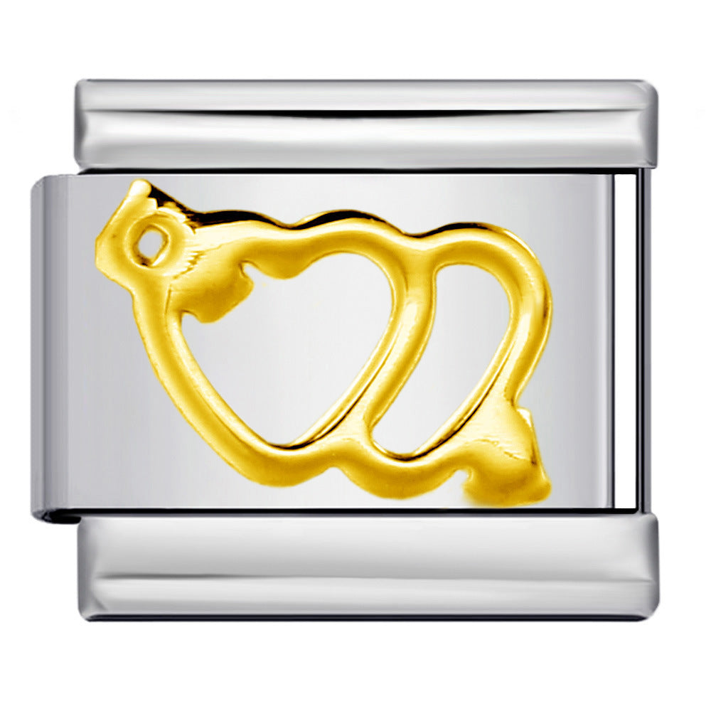 Titanium Steel Gold Silver Stamping Pattern DIY Italian Module Bracelet Italian Charm Bracelet