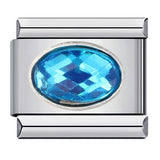 New Diamond Inlaid Stainless Steel Italian Module Bracelet Welding Large Elliptical Colored Stone DIY Elastic Bracelet Accessories