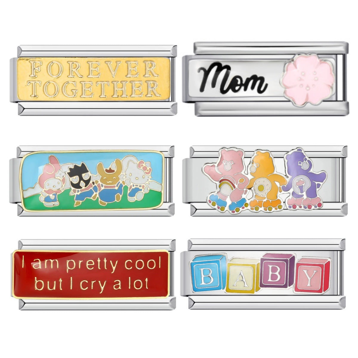 New Long Version Titanium Steel Welded Italian Module Bracelet Gold Plated Drip Oil DIY Splicing Strap Chain Wholesale