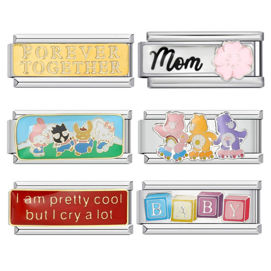 New Long Version Titanium Steel Welded Italian Module Bracelet Gold Plated Drip Oil DIY Splicing Strap Chain Wholesale