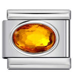 Elliptical Colored Stone Italian Module Bracelet Birthday Stone Stainless Steel DIY Simple and Versatile Bracelet Accessories