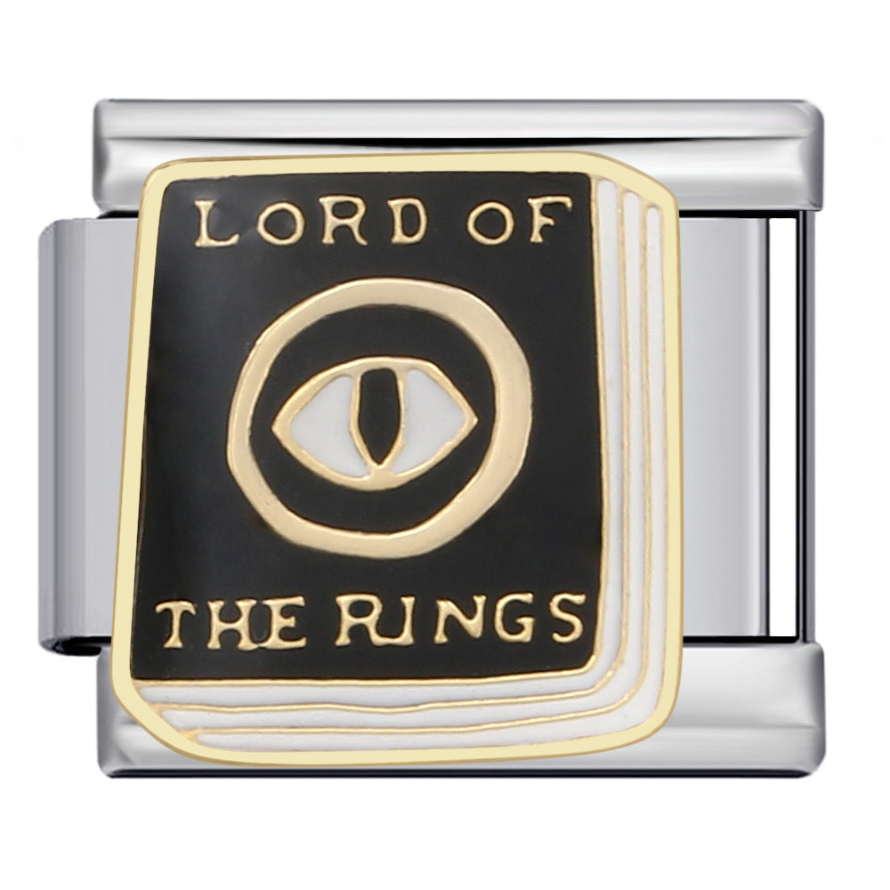 European and American Cross-border Italian Module Bracelet DIY Titanium Steel Welding Pattern Gold-plated Drip Oil Bracelet Accessories Wholesale