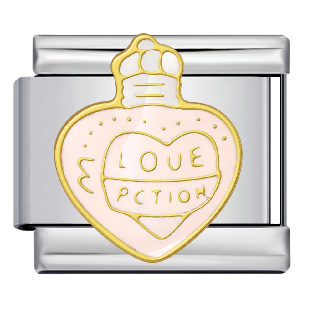 New Anime Cartoon Series Italian Module Bracelet Titanium Steel Welding Oil Dripping DIY Elastic Splicing Bracelet