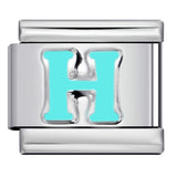 New Titanium Steel Sky Blue English Letter Series DIY Elastic Bracelet Accessories Italian Module Bracelet Alphebat