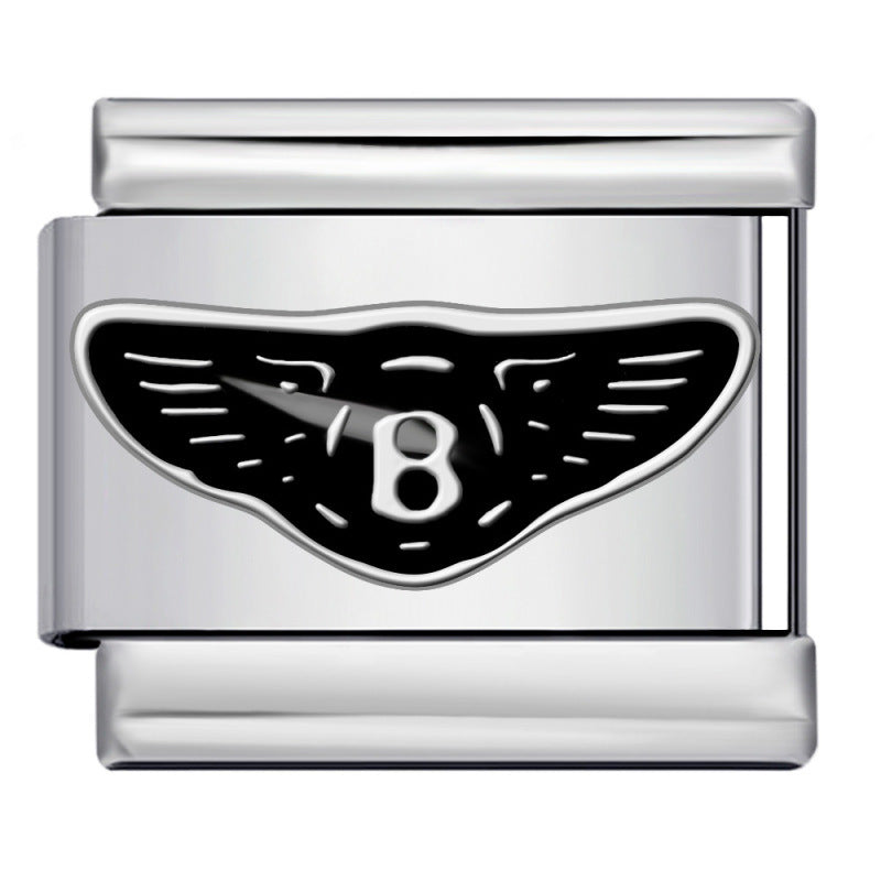 Italian Module Bracelet Automotive Logo Series Titanium Steel Welding Drip Oil DIY Elastic Splicing Table