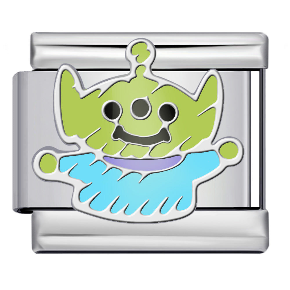 New Titanium Steel Welded Cartoon Italian Modular Bracelet Fashion DIY Stretch Bangle Splice Strap Chain