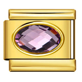 Italian Style Gold Plated Oval Birthstone Bracelet Stainless Steel DIY Customizable Fashion Jewelry Wristband