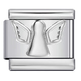 Photo Style Italian Module Bracelet with Angel Pattern Titanium Steel Welding, Gold Plating, Oil Dripping DIY Splicing Bracelet