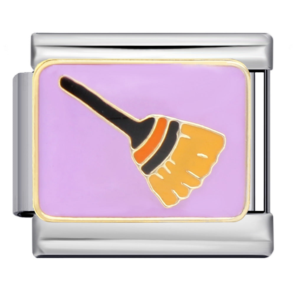 Cross Border Halloween Italian Module Bracelet Gothic Titanium Steel Welding Drip Oil DIY Bracelet