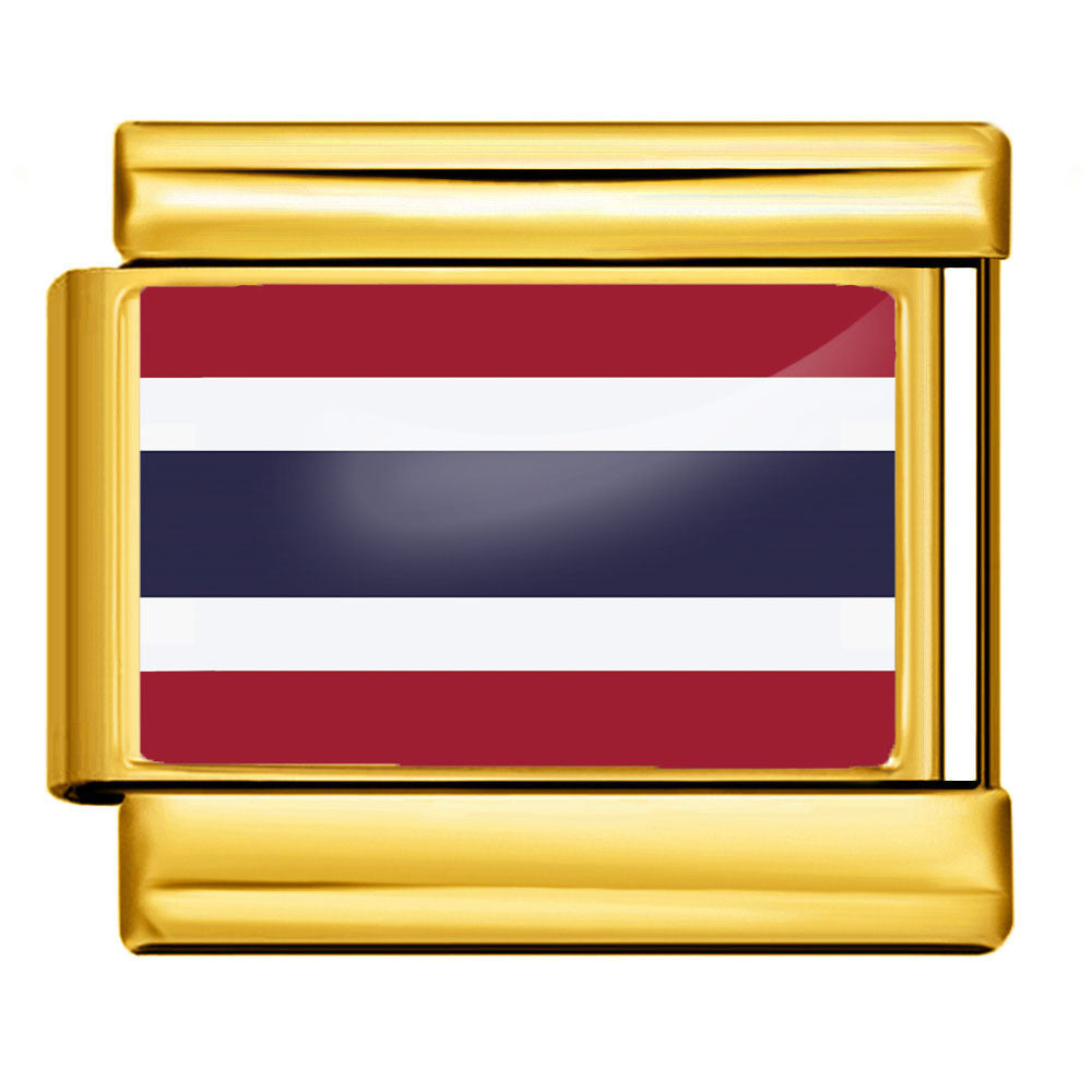 Gold Base World Flag Photo Resin Italian Charm Bracelet DIY Stainless Steel Stretch Watch Band Wristband