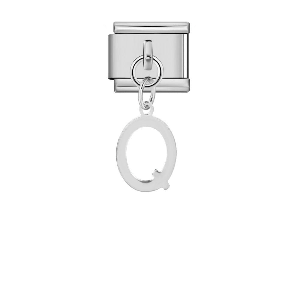 Silver Simplified Letter Italian Module Bracelet Titanium Steel Handmade DIY Hook Elastic Splicing Bracelet Accessories