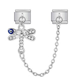 New Gold and Silver Devil's Eye Hook Chain Bracelet Stainless Steel DIY Elastic Italian Module Bracelet