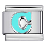 New Titanium Steel Sky Blue English Letter Series DIY Elastic Bracelet Accessories Italian Module Bracelet Alphebat