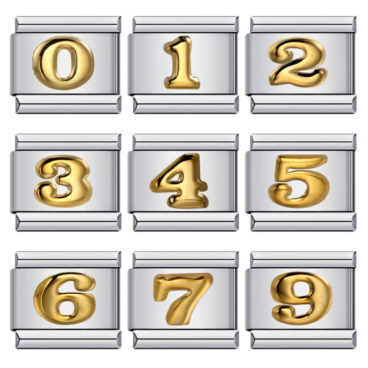 New titanium steel concave convex Arabic numerals DIY Italian module bracelet Italian Module