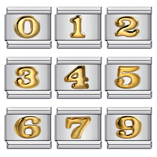 New titanium steel concave convex Arabic numerals DIY Italian module bracelet Italian Module