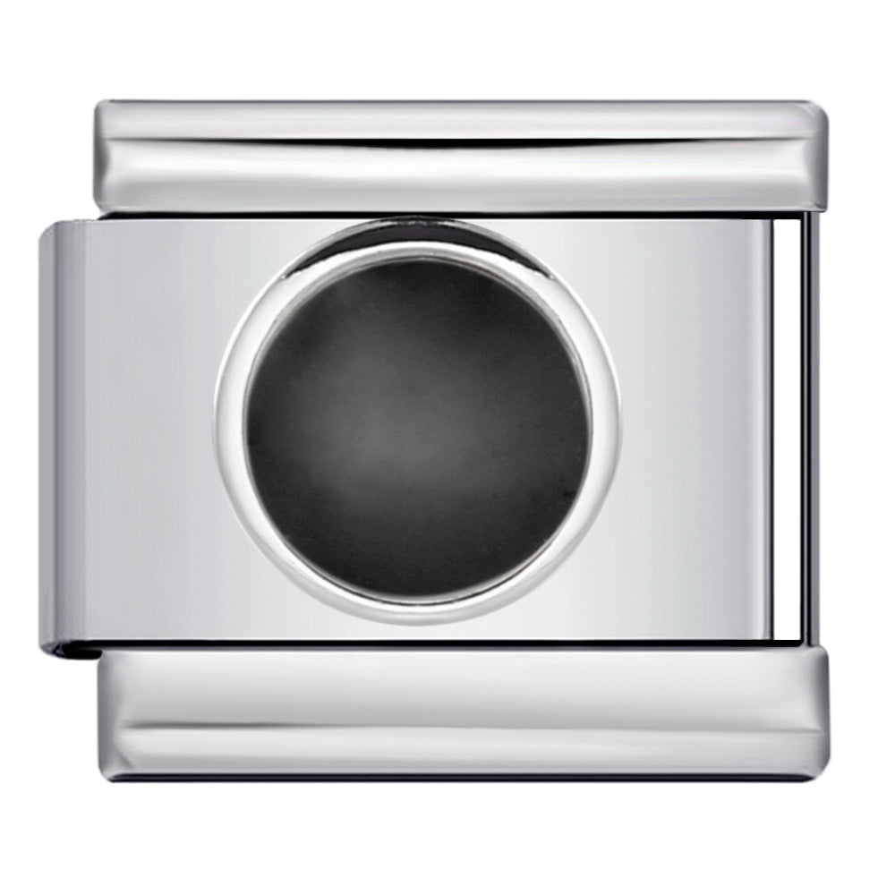 New Titanium Steel Pentagram Eye Italian Module Bracelet Stamped Pattern Drip Oil DIY Elastic Strap Chain