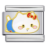 Cute Cartoon Cat Titanium Steel Welded Drip Bracelet DIY Italian Modular Charm Friendship Gift for Besties