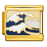 Gold Bottom Tourist Resort Scenery Pattern Italian Module Bracelet DIY Welding Drip Oil Stainless Steel Strap Chain