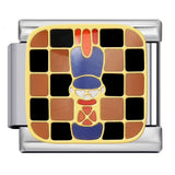 Cross Border Hot Selling Chess Italian Module Bracelet Titanium Steel Welding Gold Plating Drip Oil DIY Splicing Bracelet