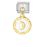Round Pendant with Gold and Silver Base, Italian Module Bracelet, Titanium Steel Drip Oil Hook, Fashionable DIY Versatile Bracelet