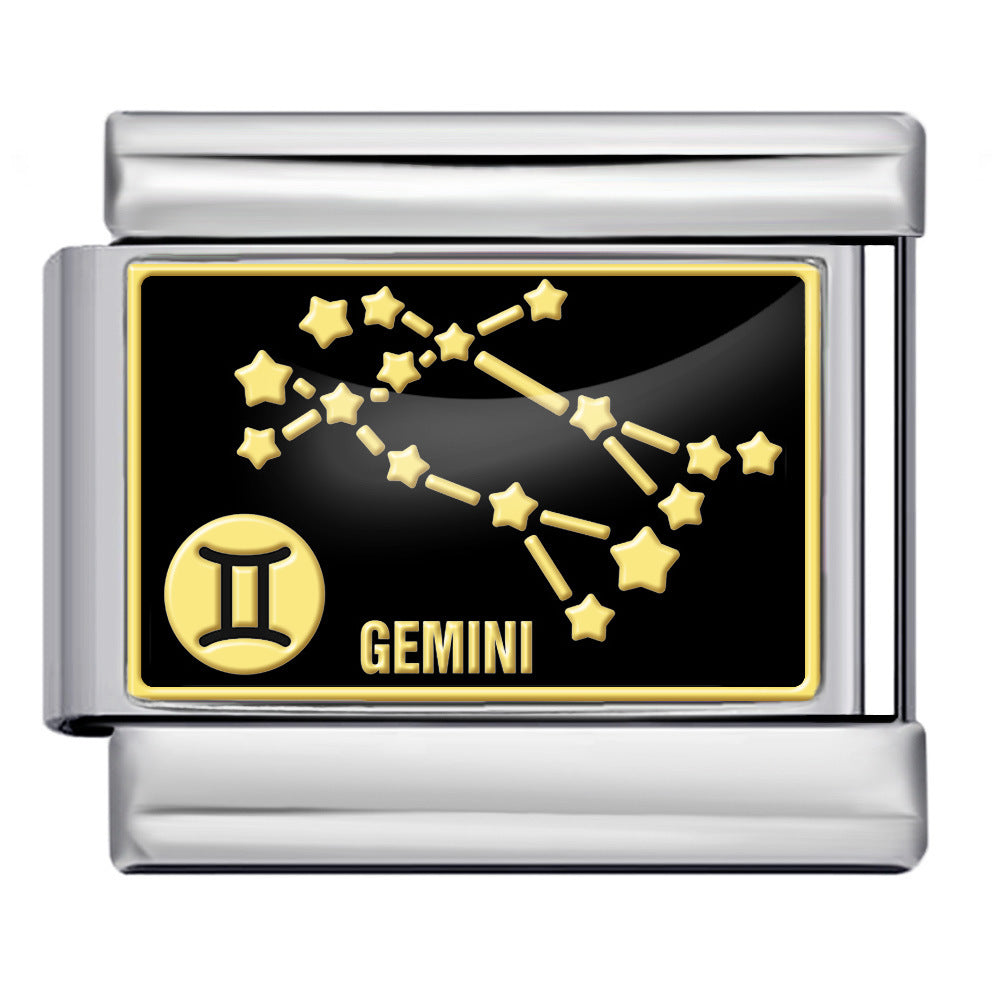 New Image Printing 12 Constellation Italian Module Bracelet Titanium Steel Welding DIY Elastic Personalized Bracelet