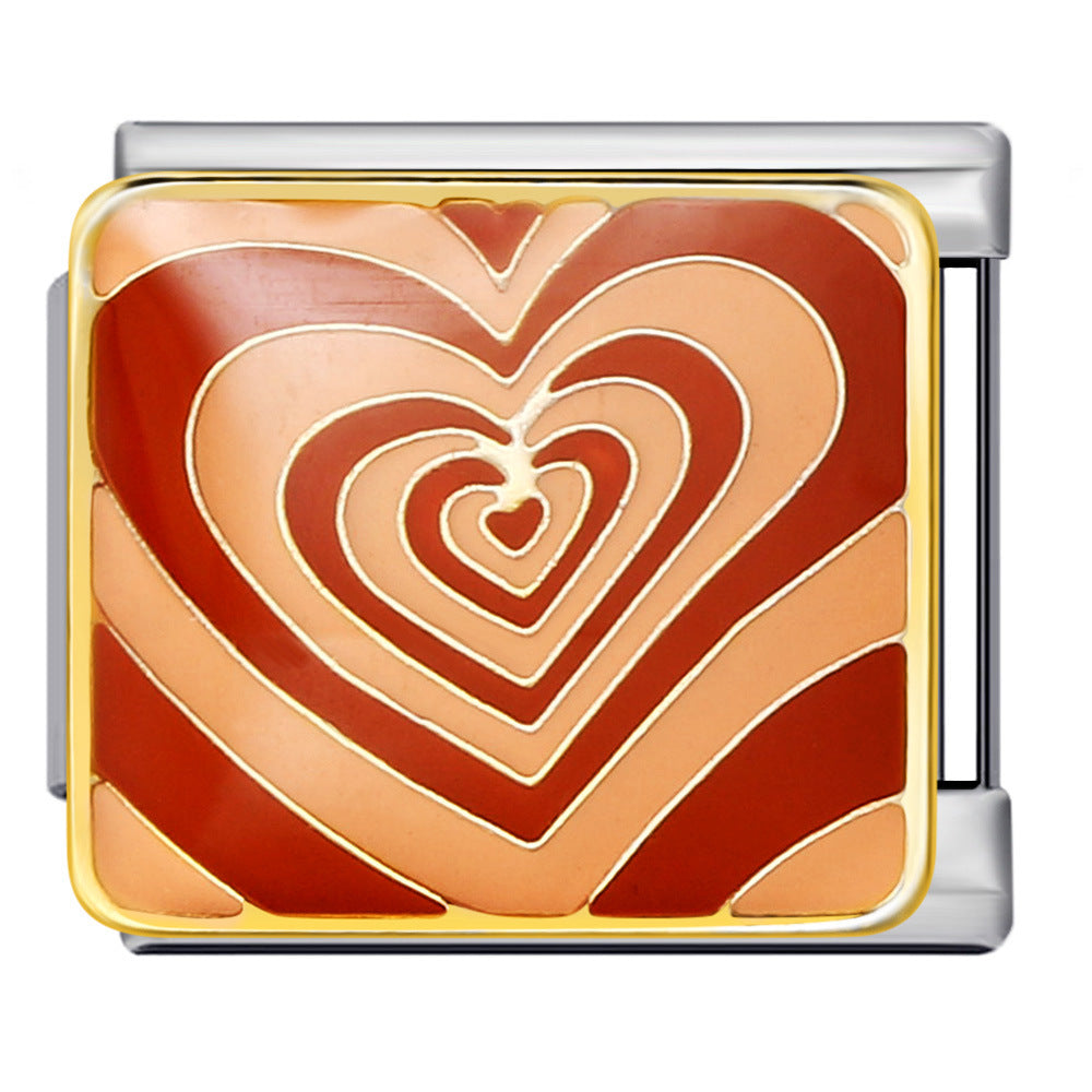 Wholesale of New Square Titanium Steel Bracelet Welding, Gold Plating, Drip Oil Cartoon DIY Italian Module Bracelet From Europe and America