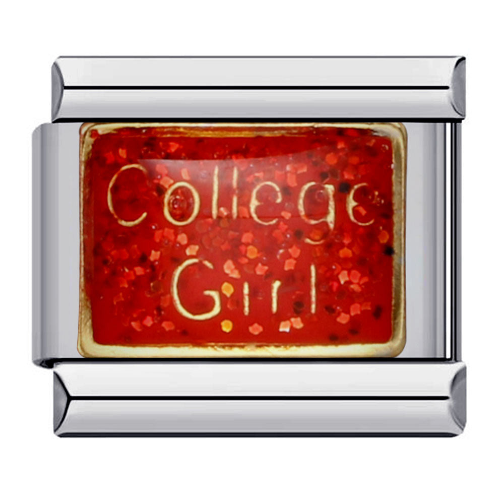 Student Graduation Pattern Italian Module Bracelet DIY Titanium Steel Welded Oil-Drip Elastic Splice Watch Strap Chain