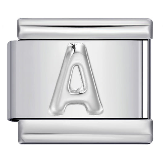 Italian Stainless Steel Silver Raised 26 Letter DIY Module Bracelet with Free Splicing Elastic Watch Strap