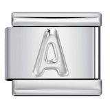 Italian Stainless Steel Silver Raised 26 Letter DIY Module Bracelet with Free Splicing Elastic Watch Strap