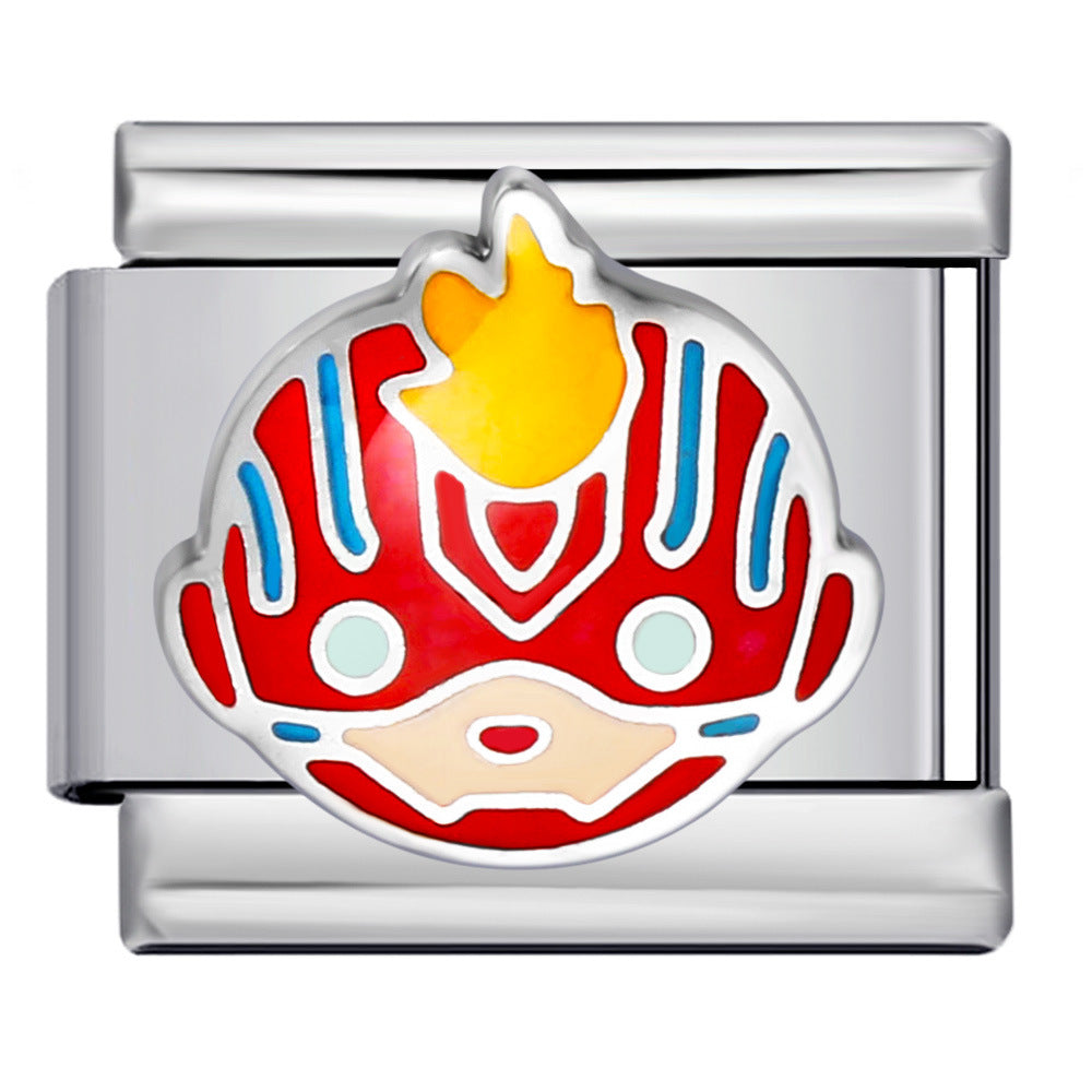 Italian Module Bracelet Anime Cartoon Titanium Steel Welding Gold Plating Drip Oil Pattern DIY Splicing Bracelet Accessories