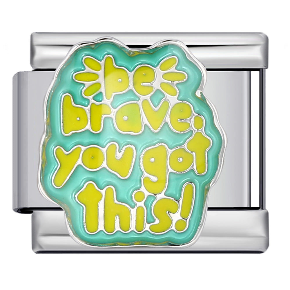 New Personalized English Italian Module Bracelet Titanium Steel Welding Drip Oil DIY Elastic Free Splicing Bracelet