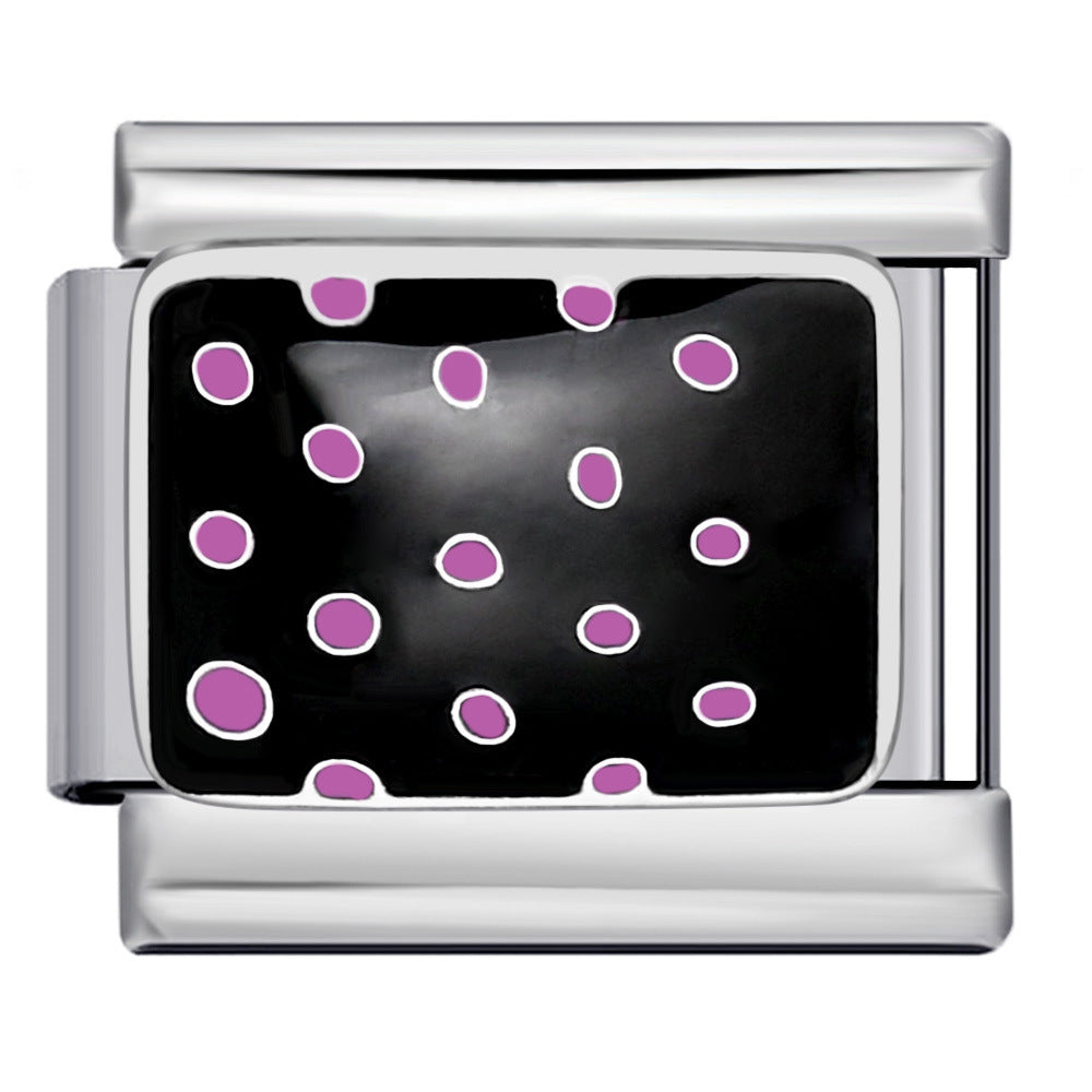 Personalized Pattern Italian Module Bracelet Stainless Steel Welding Drip Oil Cartoon DIY Elastic Splicing Bracelet