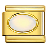 Italian Style Gold Plated Oval Birthstone Bracelet Stainless Steel DIY Customizable Fashion Jewelry Wristband