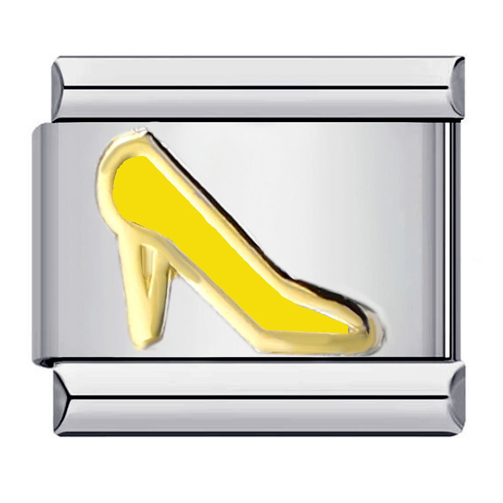 Color Stamping Series DIY Italian Module Bracelet Titanium Steel Gold Plated Drip Oil Elastic Splicing Bracelet Accessories