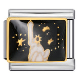 Black Gold Plated Cartoon DIY Italian Modular Bracelet Unique Welded Pattern Stainless Steel Bangle