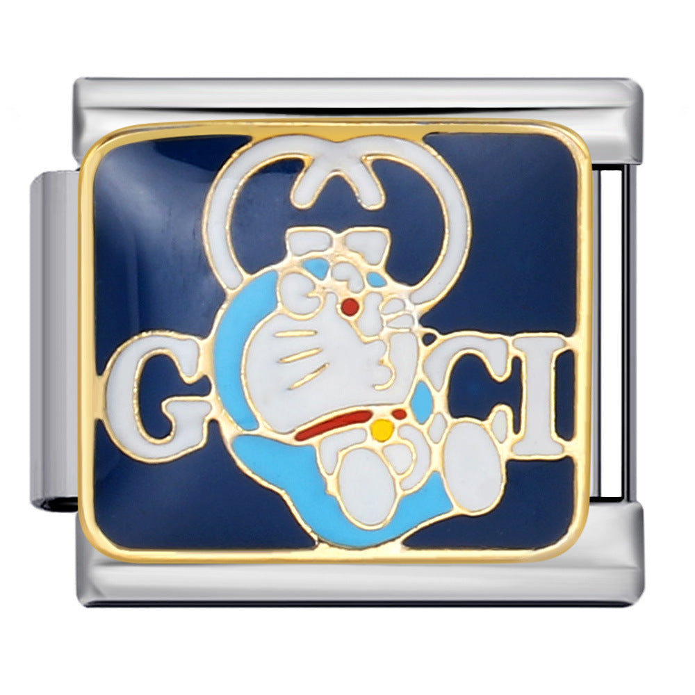 New DIY Italian Modular Bracelet Titanium Steel Gold Plated Welded Pattern Strap Chain Fashion Link Bracelet