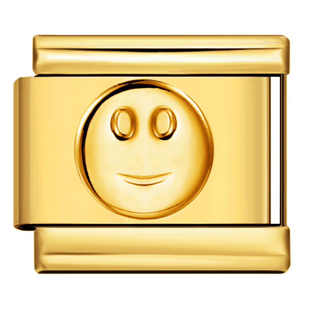 Italian Module Bracelet Titanium Steel All Gold Stamping Pattern DIY Italian Charm Bracelet